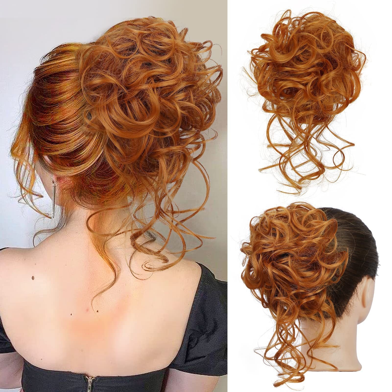 Top Knot Hairpiece | Curly Synthetic Hair | Elastic Band & Secure Hold | Instant Volume