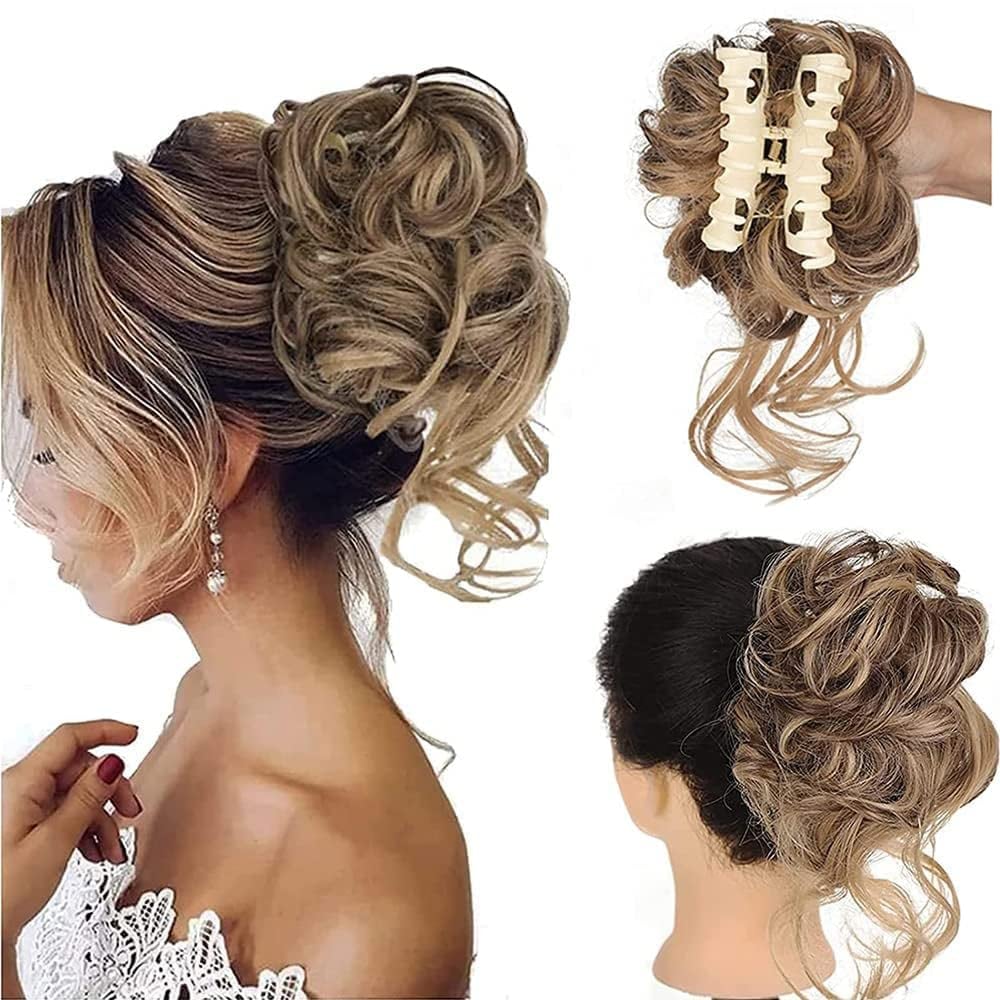 Top Knot Hairpiece | Curly Synthetic Hair | Elastic Band & Secure Hold | Instant Volume