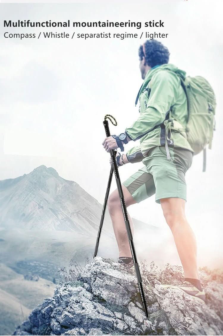 Trekking Pole | Foldable with Built-In Multitool | Aluminum Handle & Compact Carry Bag