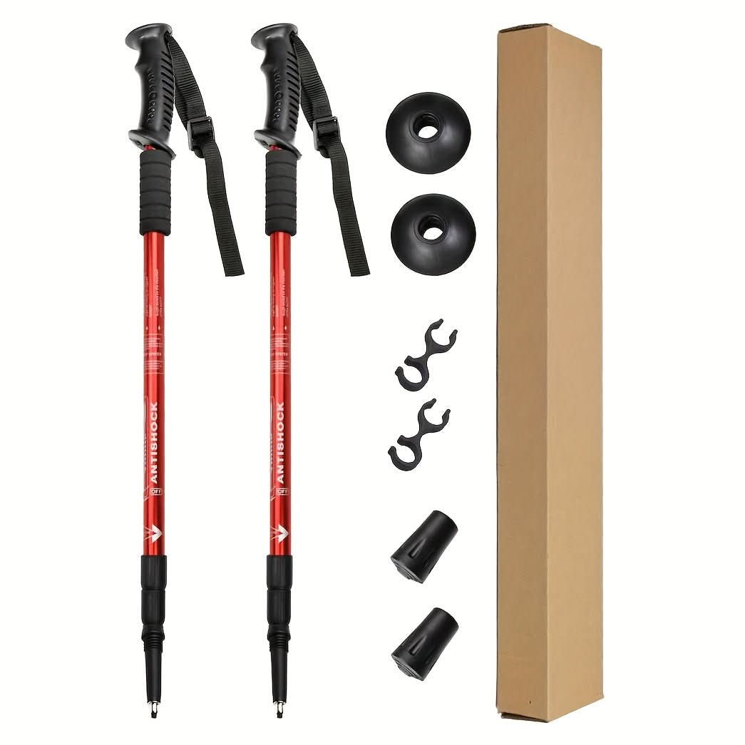 Trekking Poles | Adjustable Telescopic 65–135 cm | Aluminum with Rubber Grips & Shock Absorption