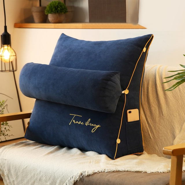Triangle Back Support Pillow | Memory Foam Core | Removable Washable Cover | Reading & Lounging