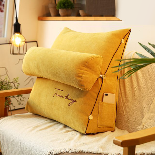 Triangle Back Support Pillow | Memory Foam Core | Removable Washable Cover | Reading & Lounging