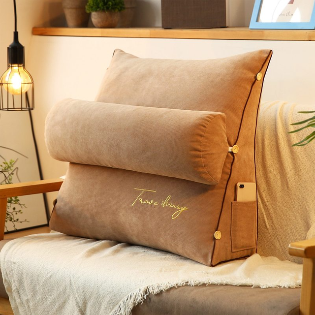 Triangle Back Support Pillow | Memory Foam Core | Removable Washable Cover | Reading & Lounging