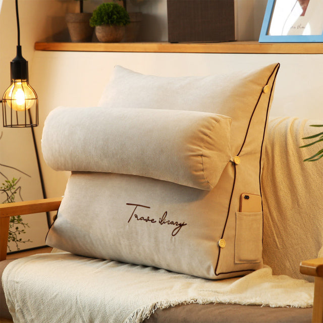 Triangle Back Support Pillow | Memory Foam Core | Removable Washable Cover | Reading & Lounging