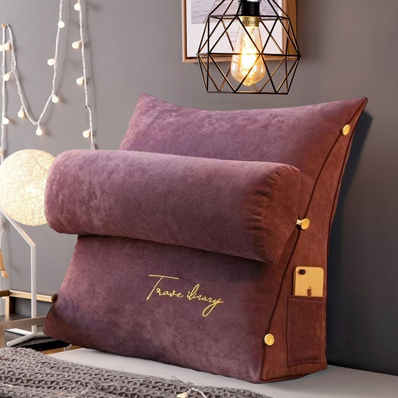 Triangle Back Support Pillow | Memory Foam Core | Removable Washable Cover | Reading & Lounging
