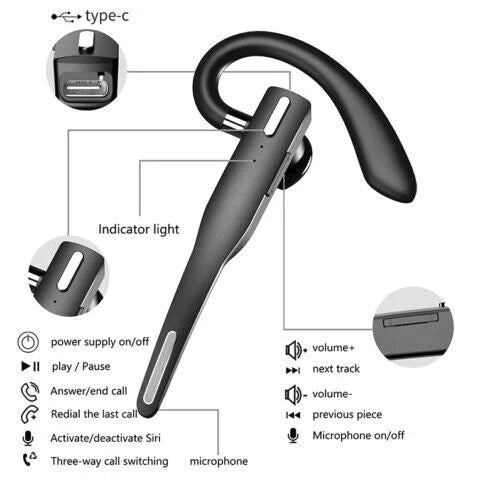 Trucker Bluetooth Headset | Noise-Cancelling Dual Mic | Bluetooth 5.1 | Long Battery Life