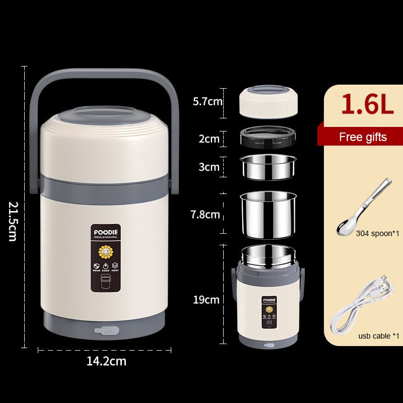 USB Heated Lunch Box | Stainless Steel Liner | Portable Food Warmer