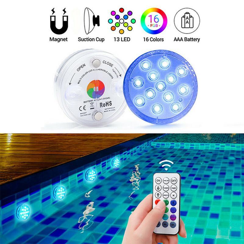 Underwater RGB LED Light | Remote-Controlled | Magnetic Suction Mount & Battery-Powered