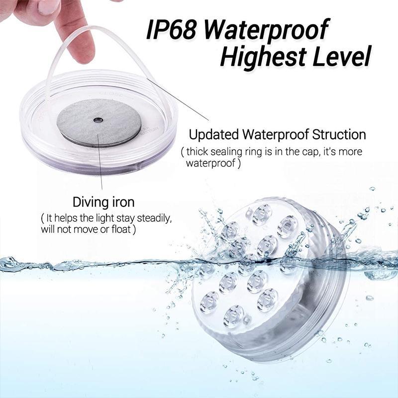 Underwater RGB LED Light | Remote-Controlled | Magnetic Suction Mount & Battery-Powered