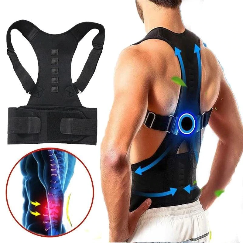 Unisex Back Brace | Magnetic Posture Corrector | Adjustable Waistband & Lumbar Support