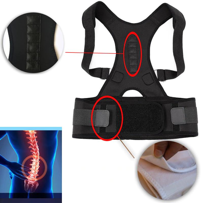 Unisex Back Brace | Magnetic Posture Corrector | Adjustable Waistband & Lumbar Support