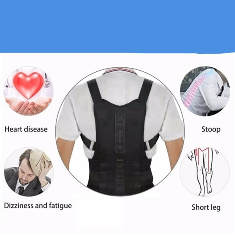 Unisex Back Brace | Magnetic Posture Corrector | Adjustable Waistband & Lumbar Support
