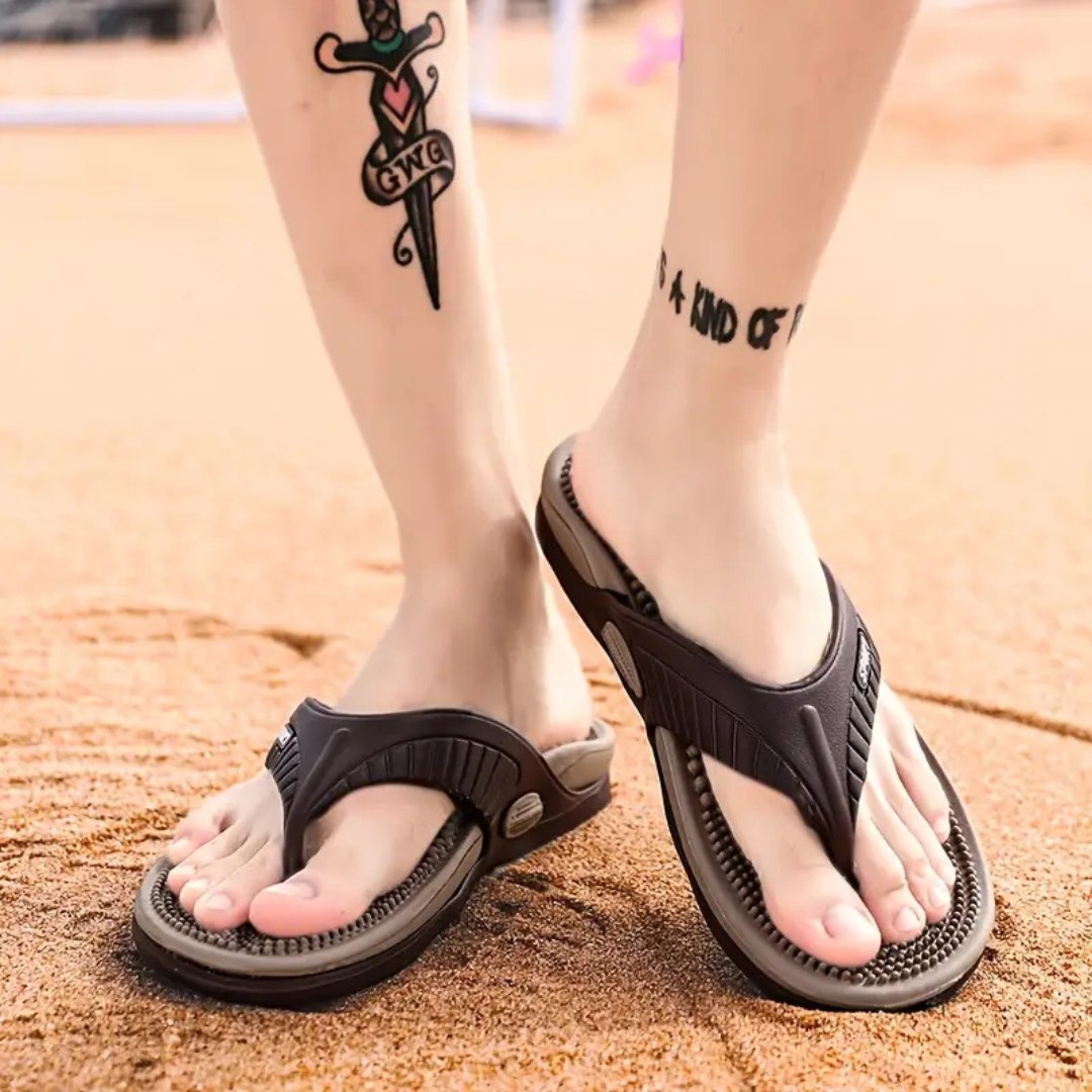 Unisex Flip Flops | Acupressure Footbed | Arch Support & Non-Slip Sole | Comfortable Fit