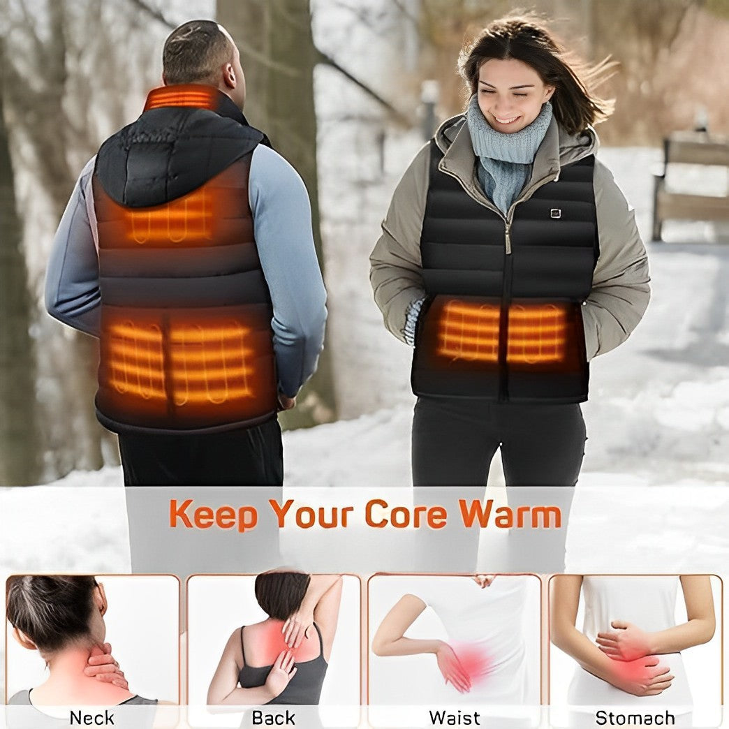 Unisex Heated Vest | USB-Powered Multi-Zone Heating | Up to 8-Hour Warmth