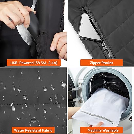 Unisex Heated Vest | USB-Powered Multi-Zone Heating | Up to 8-Hour Warmth