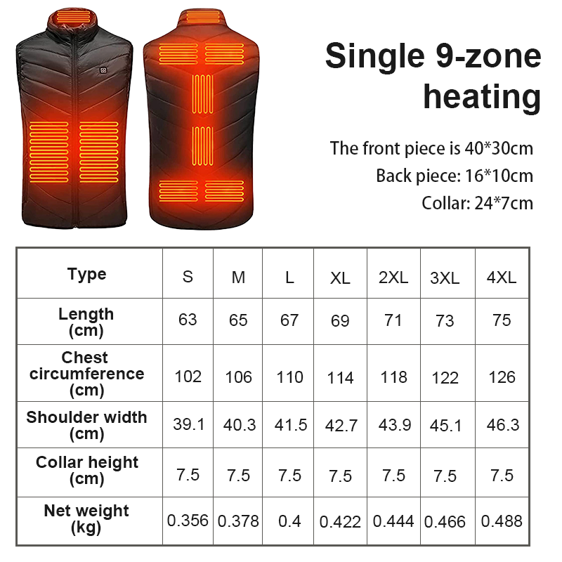 Unisex Heated Vest | USB-Powered Multi-Zone Heating | Up to 8-Hour Warmth