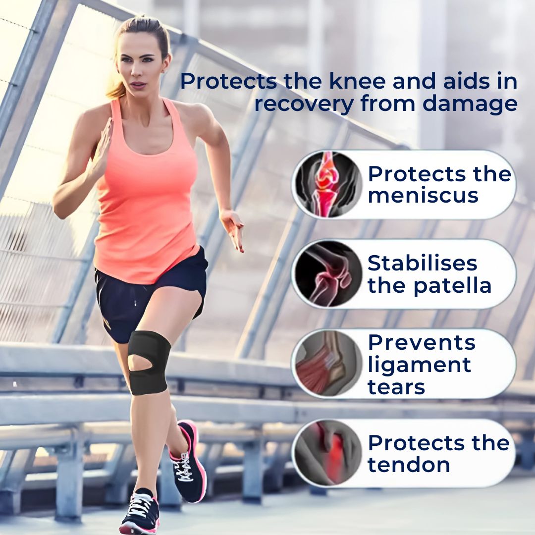 Unisex Knee Support Brace | Support Compression Springs | Adjustable Tension Strap | Pain Relief