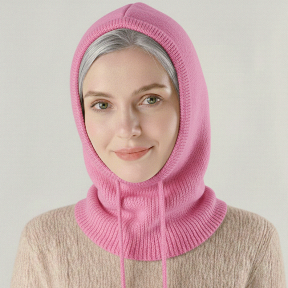 Unisex Knit Beanie | Soft Cashmere-Blend Knit | Adjustable Drawstring & Hood | Cold Weather Warmth