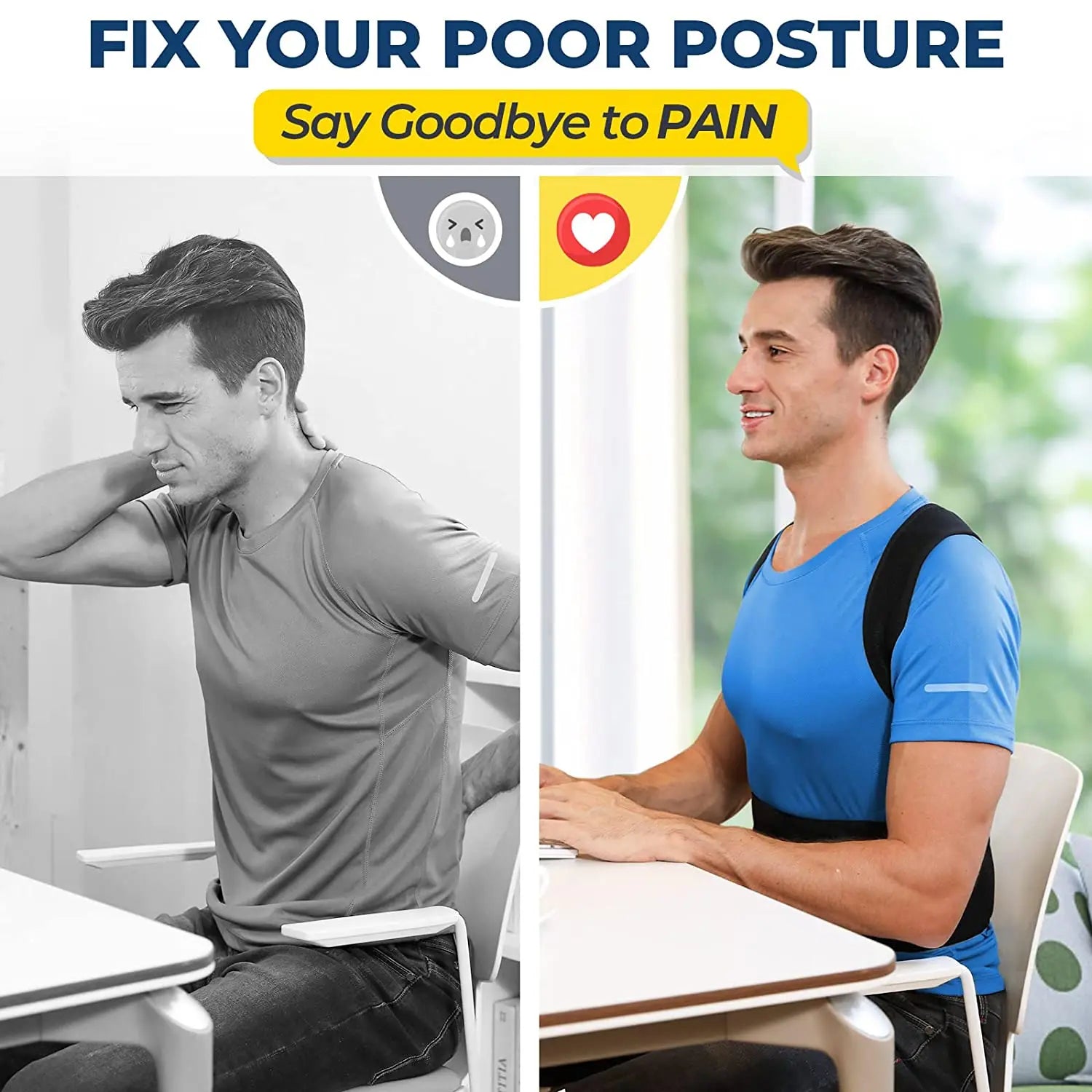 Unisex Lumbar Support Posture Brace | Double Support & Adjustable Straps | Breathable Fabric