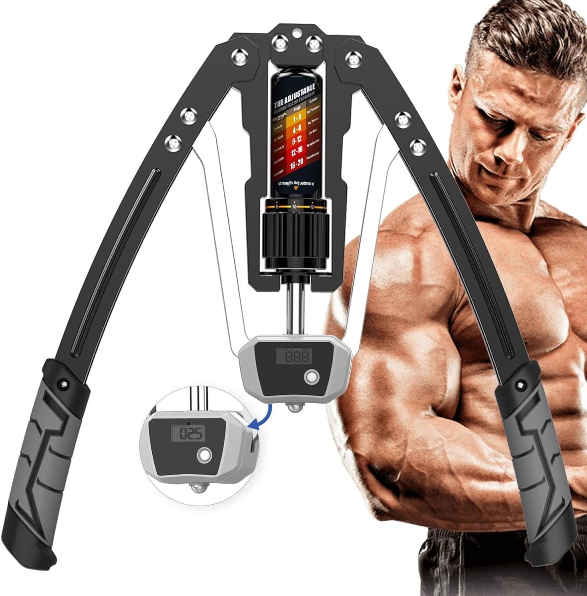 Upper Body Arm Trainer | Adjustable Hydraulic Resistance 10-200 kg | Compact Portable Home Gym