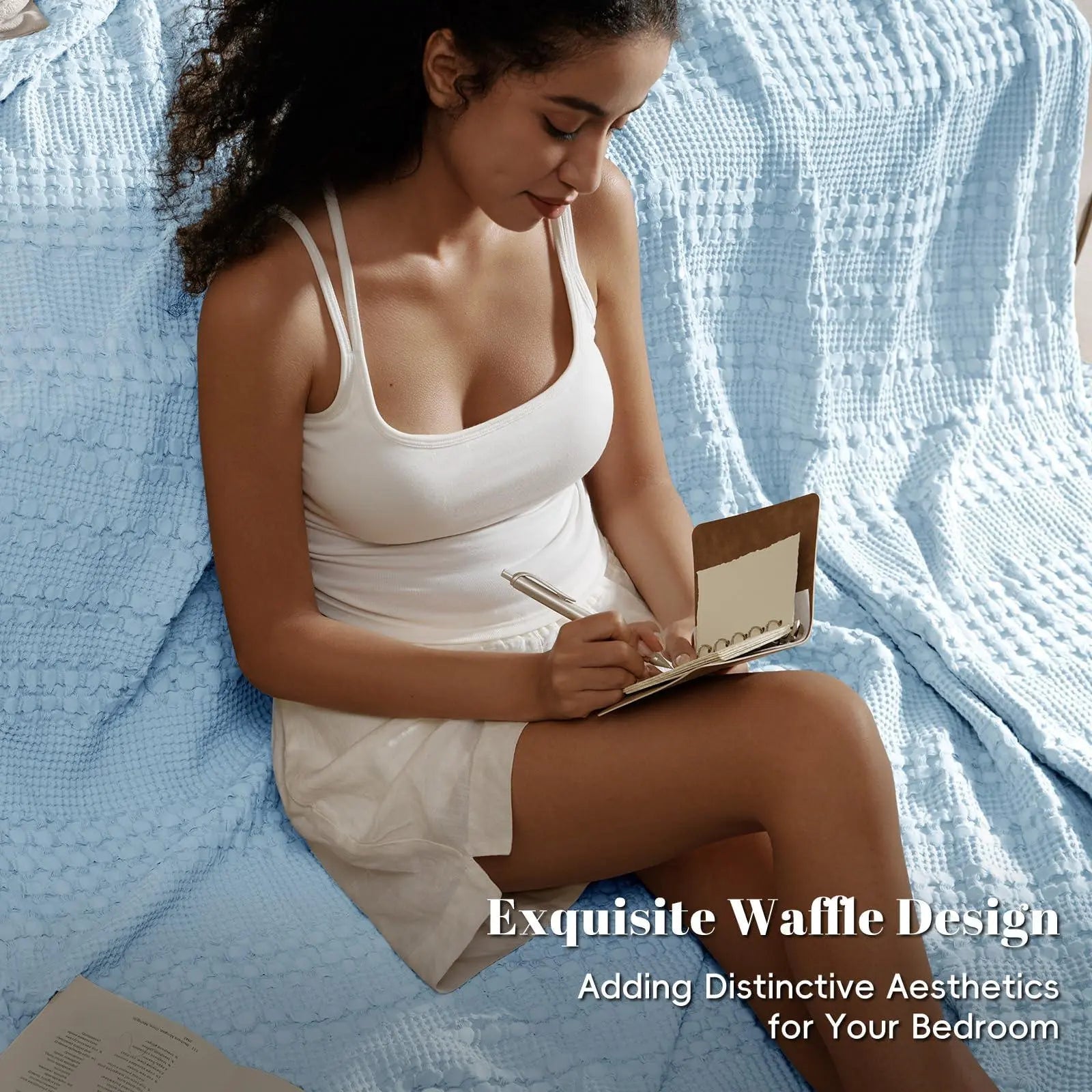 Waffle Weave Blanket | Lightweight Breathable for Summer | 100% Cotton