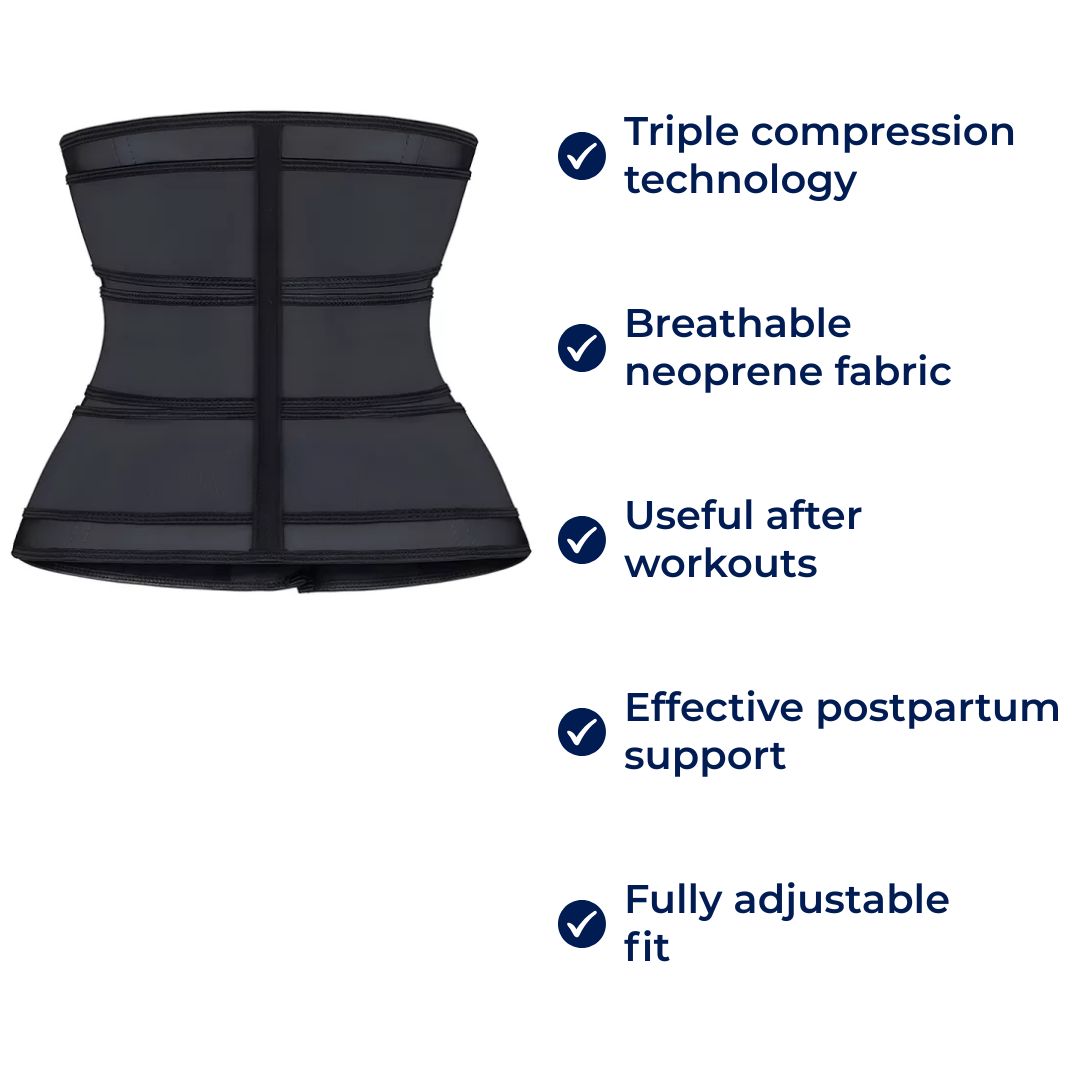 Waist Trainer Belt | Triple Compression & Breathable Neoprene | Postpartum Recovery & Post-Workout