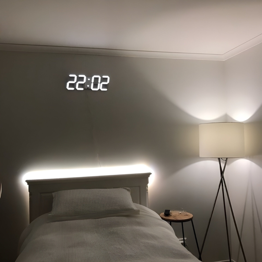 Wall Clock | Minimalist Slim 3D LED Display | Auto-Dimming Night Mode