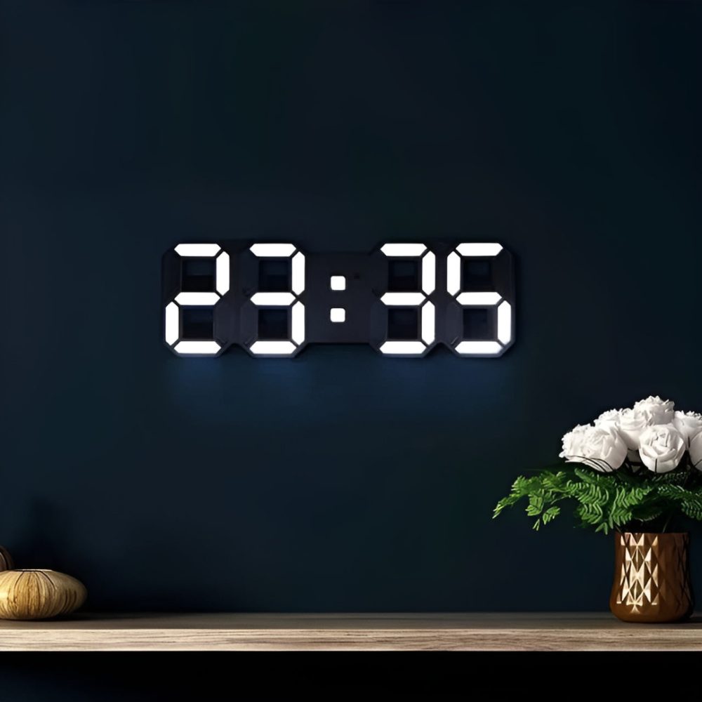 Wall Clock | Minimalist Slim 3D LED Display | Auto-Dimming Night Mode