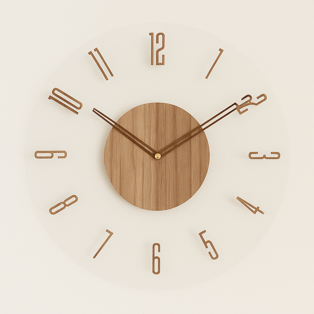 Wall Clock | Slim Minimalist | Wood Finish & Silent Movement | 35cm