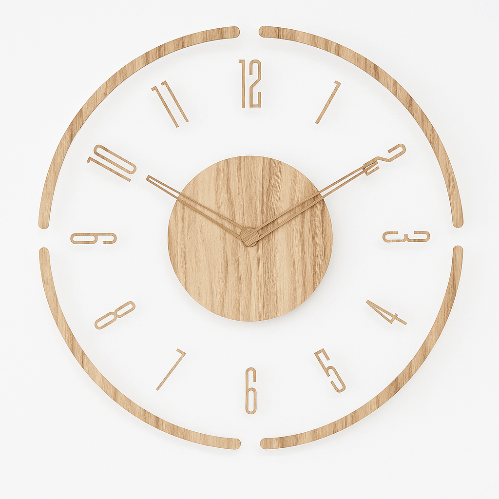Wall Clock | Slim Minimalist | Wood Finish & Silent Movement | 35cm