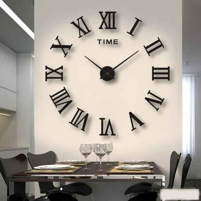 Wall Clock | Slim Modern Design | Metal & Glass | Silent Quartz Movement