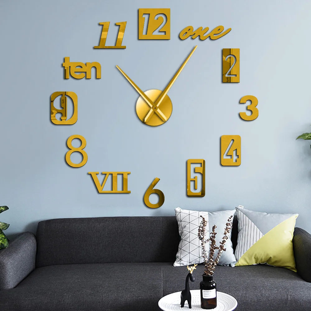 Wall Clock | Slim Modern Design | Metal & Glass | Silent Quartz Movement