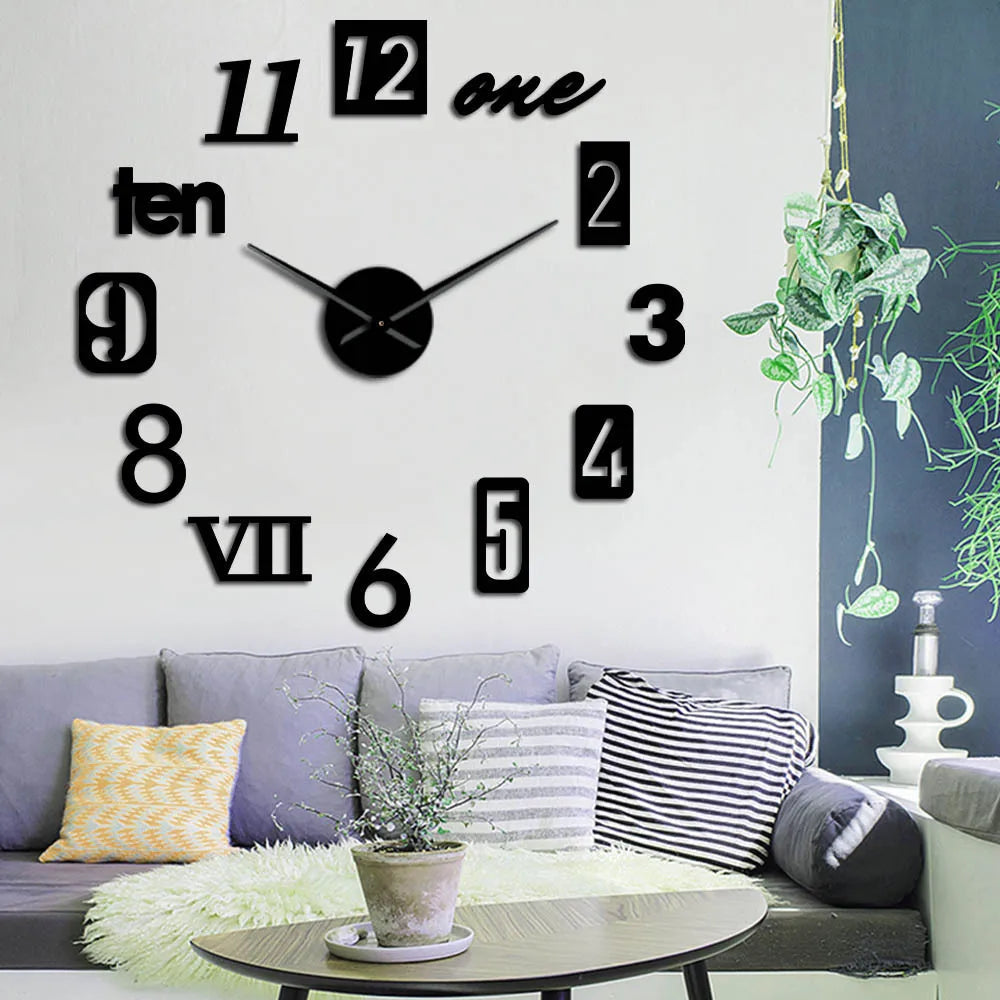 Wall Clock for Home | Minimalist Modern Design | Metal & Glass | Silent Quartz Movement