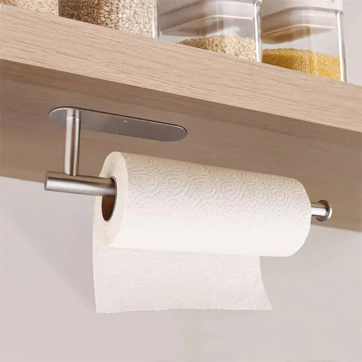 Wall Kitchen Paper Towel Holder | Drill-Free Self-Adhesive Mount | Stainless Steel | Space-Saving