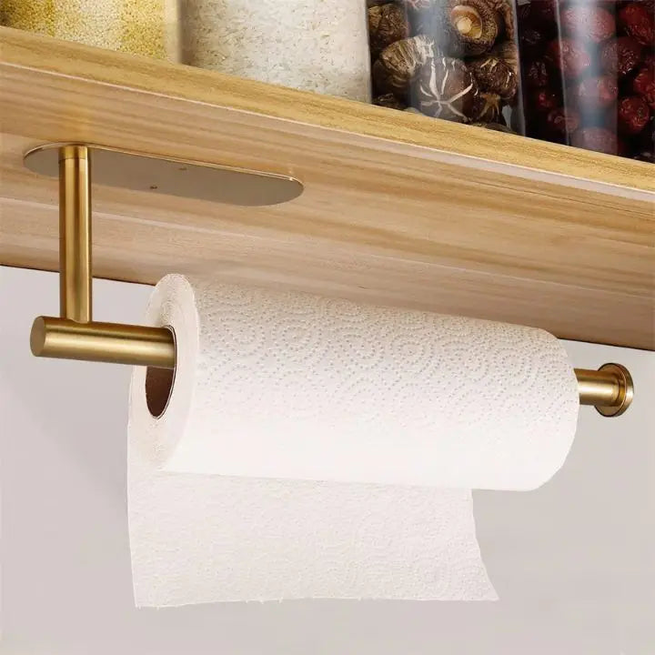 Wall Kitchen Paper Towel Holder | Drill-Free Self-Adhesive Mount | Stainless Steel | Space-Saving