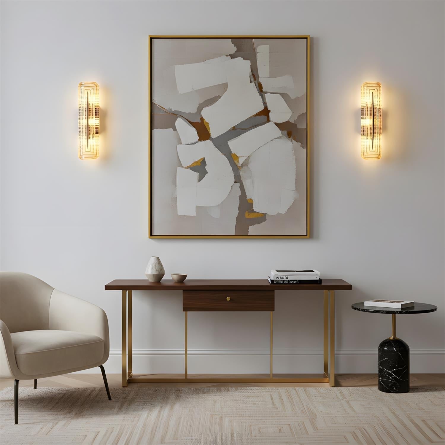Wall Lamp | Geometric Textured Linear Design | Dimmable Hardwired | Ambient Accent Light