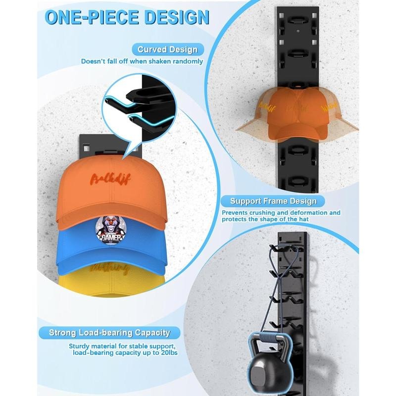 Wall-Mounted Hat Organizer | One-Hat-One-Layer Shape-Saving | Holds 9 Hats