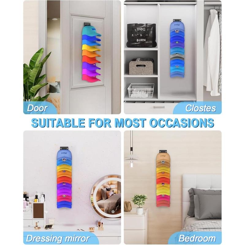 Wall-Mounted Hat Organizer | One-Hat-One-Layer Shape-Saving | Holds 9 Hats