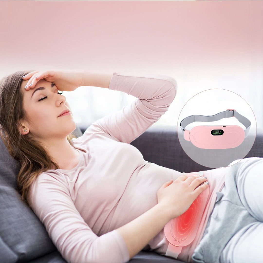 Wearable Heating Pad for Abdomen & Back | Heat & Vibration Massage | Rechargeable Wireless