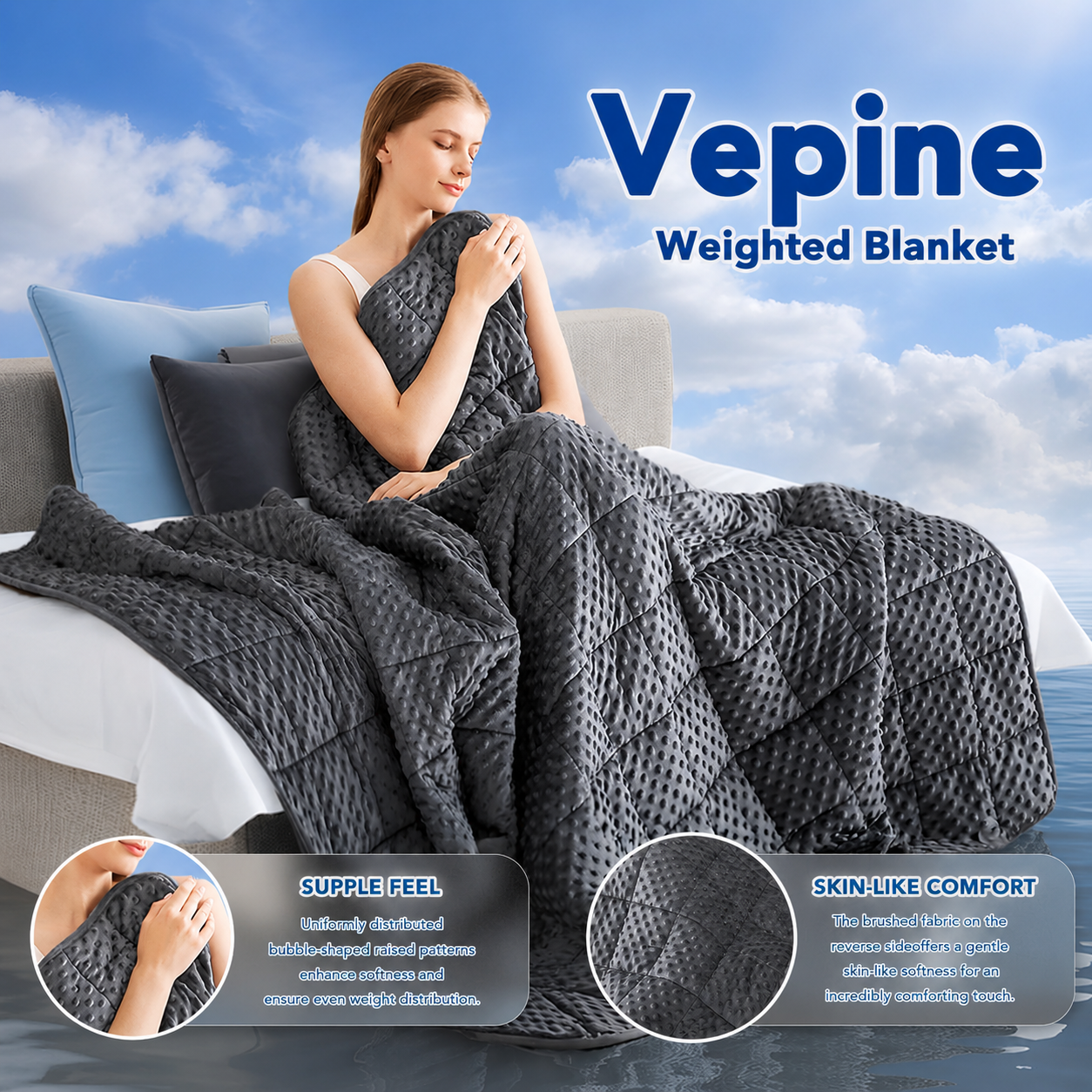 Weighted Blanket for Adults | Polka Dot Design | Cooling Microfiber Fabric | Stress Relief