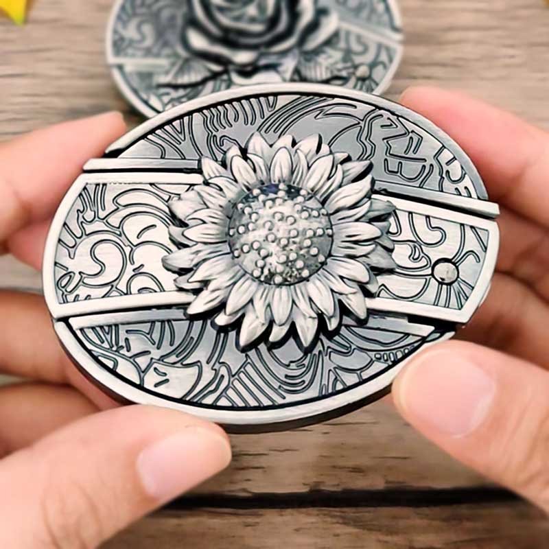 Western Belt Buckle | Hidden EDC Tool | Oval Metal Design & Fits 1.5 in Belts