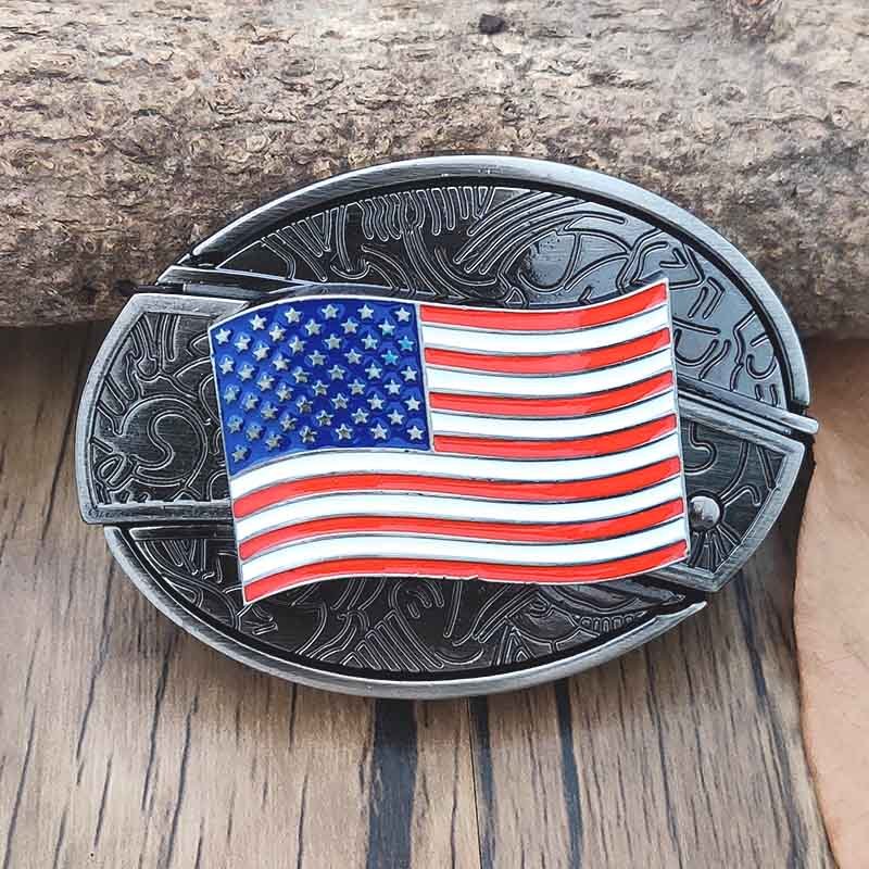 Western Belt Buckle | Oval Metal Design | Hidden EDC Tool | Fits Standard Belts