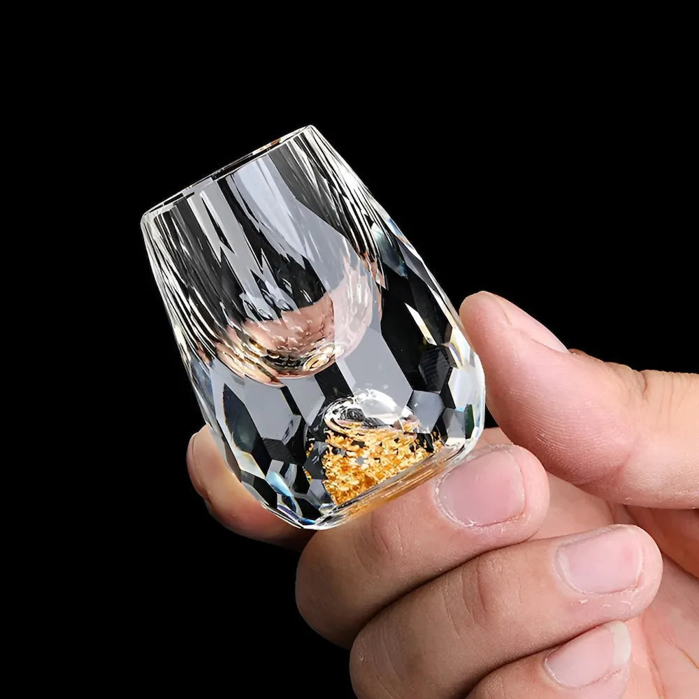 Whisky Glasses | Handmade Crystal with Real Gold Flakes | Set of 2 | For Premium Drinks