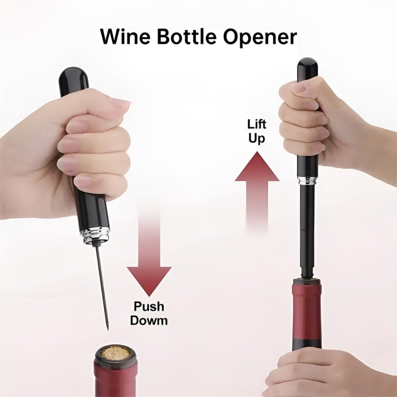 Wine Bottle Opener | Air-Pressure Cork Extractor | Stainless Steel & Acrylic | Gentle on Corks