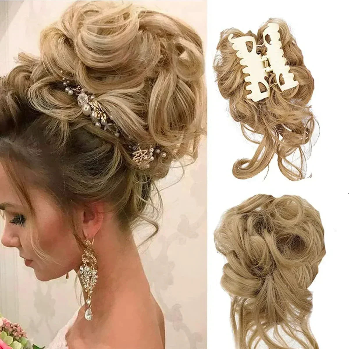 Women's Clip-In Hair Bun | Curly & Natural-Looking | Synthetic Hair & Secure Clip | All-Day Hold