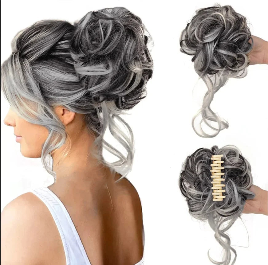 Women's Clip-In Hair Bun | Curly & Natural-Looking | Synthetic Hair & Secure Clip | All-Day Hold