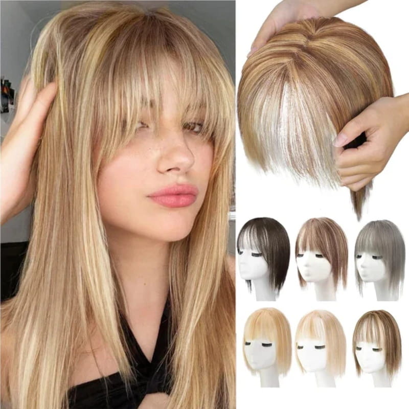 Women's Hairpiece with Bangs | Natural-Looking Seamless Hairline | 30 cm Length | Comfortable Wear