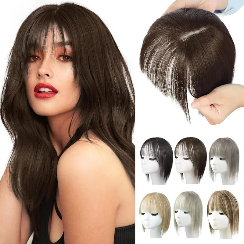 Women's Hairpiece with Bangs | Natural-Looking Seamless Hairline | 30 cm Length | Comfortable Wear