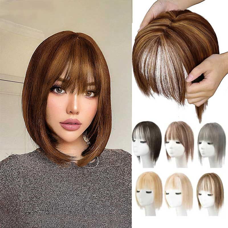 Women's Hairpiece with Bangs | Natural-Looking Seamless Hairline | 30 cm Length | Comfortable Wear