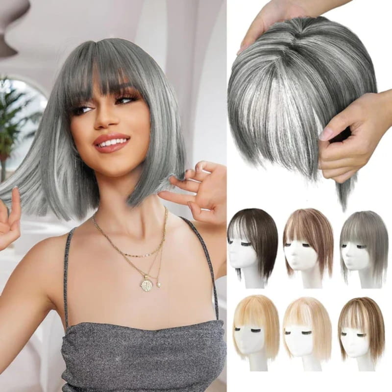 Women's Hairpiece with Bangs | Natural-Looking Seamless Hairline | 30 cm Length | Comfortable Wear